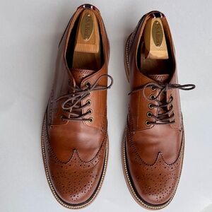 J.Crew Leather wingtips/brogues, NEW, men's sz 10D in tobacco brown, lux…